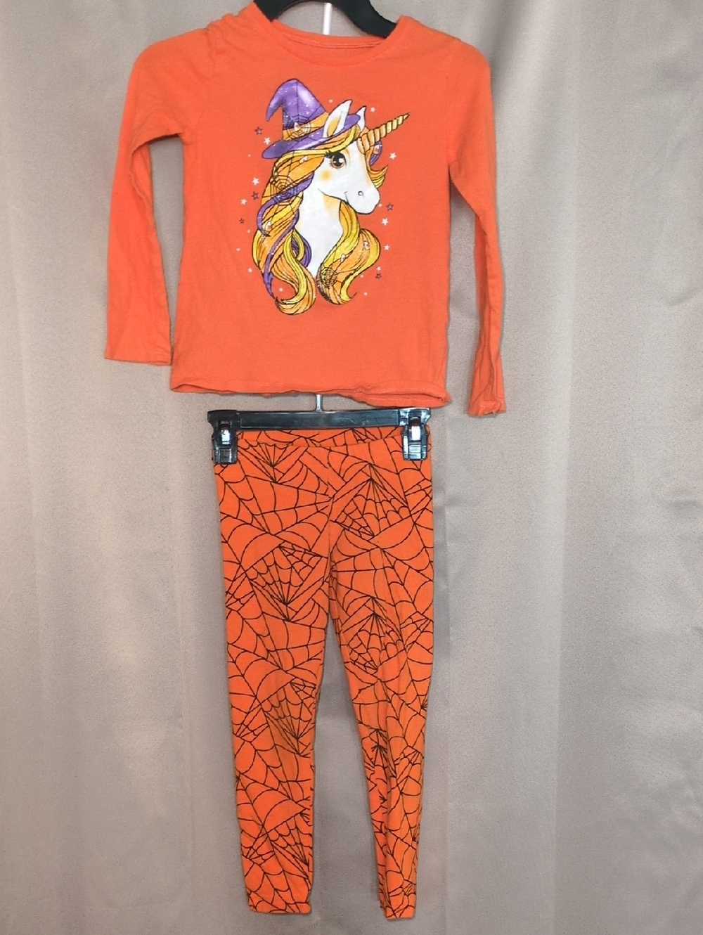 5/6 Unicorn Witch Top & 4/5 Spiderweb Leggings Kids Outfit